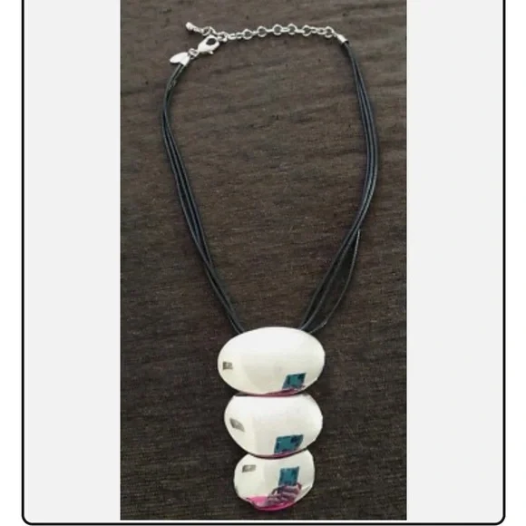 Chico's Black Cord Necklace with Silver Pendant NWT - Picture 7 of 8